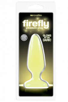 Желтая, светящаяся в темноте анальная пробка Firefly Pleasure Plug Medium Yellow - 12,7 см., NS Novelties