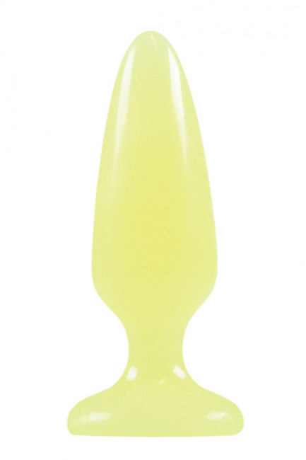 Желтая, светящаяся в темноте анальная пробка Firefly Pleasure Plug Medium Yellow - 12,7 см., NS Novelties