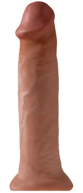 Кофейный фаллоимитатор-гигант на присоске 14" Cock - 36 см.