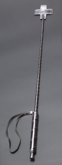 Бронзовый стек с наконечником-крестом из искусственной кожи - 70 см., Sitabella
