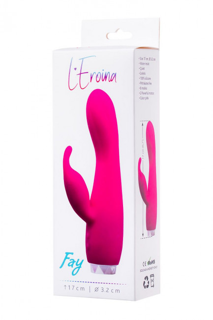 Розовый вибратор с клиторальным стимулятором L'EROINA - 17 см., ToyFa Розовый вибратор с клиторальным стимулятором L'EROINA - 17 см., ToyFa