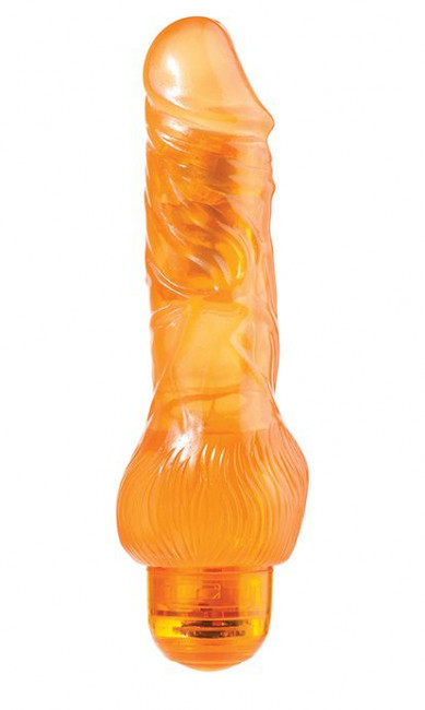 Оранжевый вибратор-реалистик JELLY JOY 7INCH 10 RHYTHMS ORANGE - 17,5 см., Dream Toys