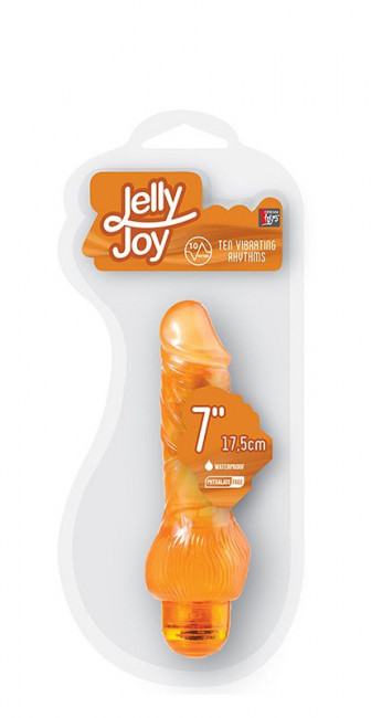 Оранжевый вибратор-реалистик JELLY JOY 7INCH 10 RHYTHMS ORANGE - 17,5 см., Dream Toys