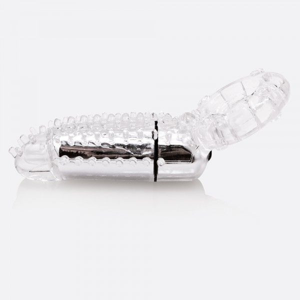 Прозрачное эрекционное кольцо с вибрацией и пальчиком OYEAH CLEAR, Screaming O