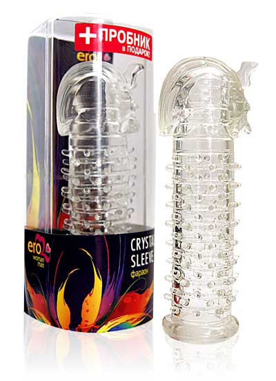 Закрытая прозрачная насадка на пенис Crystal Sleeve Faraon - 13,5 см., Bior toys