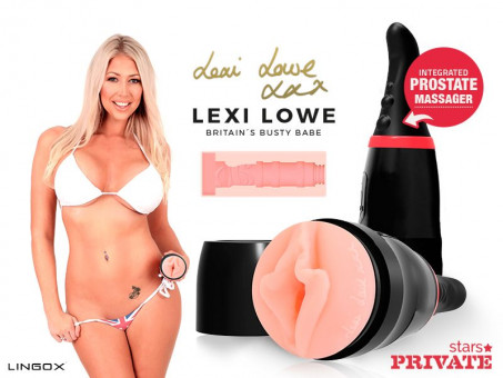 Мастурбатор-вагина Private Lexi Lowe Vagina в тубе с хвостиком для массажа простаты, Lingox