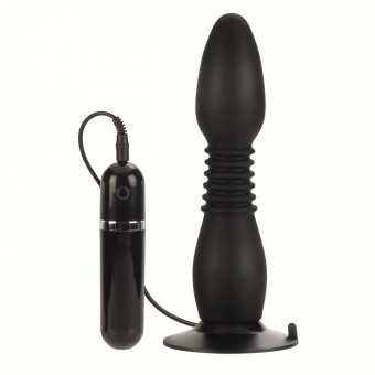 Чёрная анальная пробка с хребтом и присоской COLT Easy Flex Glider - 18,5 см., California Exotic Novelties