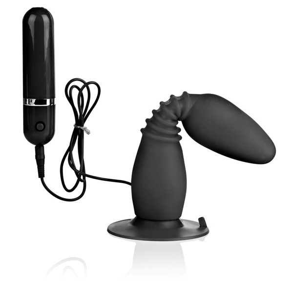 Чёрная анальная пробка с хребтом и присоской COLT Easy Flex Glider - 18,5 см., California Exotic Novelties