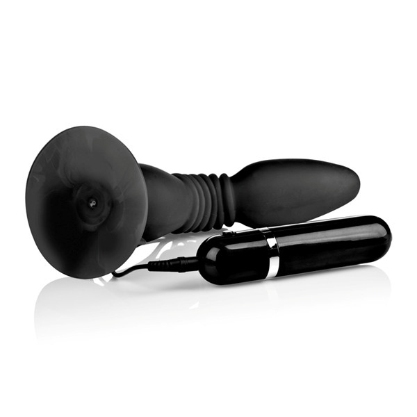 Чёрная анальная пробка с хребтом и присоской COLT Easy Flex Glider - 18,5 см., California Exotic Novelties