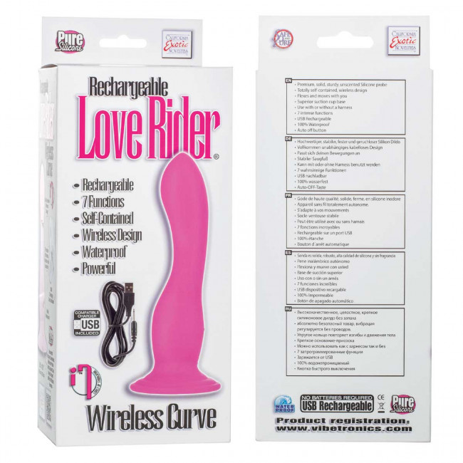 Розовый вибратор-насадка на присоске Rechargeable Love Rider Wireless Curve - 16,5 см., California Exotic Novelties Розовый вибратор-насадка на присоске Rechargeable Love Rider Wireless Curve - 16,5 см., California Exotic Novelties