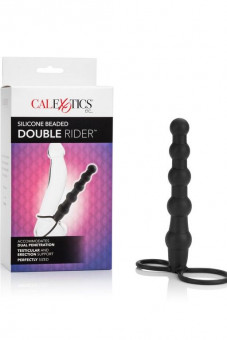 Насадка на пенис для двойного проникновения Silicone Beaded Double Rider - 14 см., California Exotic Novelties