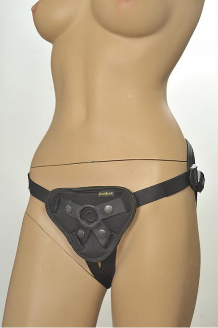Чёрные трусики-джоки Kanikule Strap-on Harness universal Comfy Jock с плугом и кольцами, Kanikule