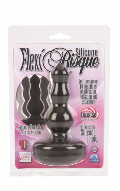 Чёрная пробка с вибрацией Flexi Risquе Triples - 13 см., California Exotic Novelties Чёрная пробка с вибрацией Flexi Risquе Triples - 13 см., California Exotic Novelties