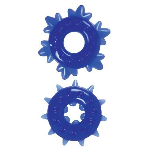 Набор из 2 синих эрекционных колец Spike Rings, NS Novelties