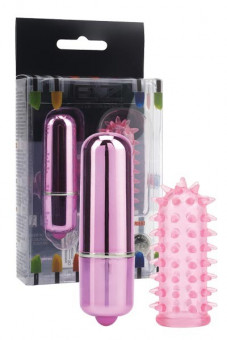 Розовый мини-вибратор с насадкой Powerful Mini Massager - 5 см., Seven Creations