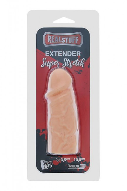 Телесная реалистичная насадка на пенис SUPER STRETCH EXTENDER 4INCH - 10 см.