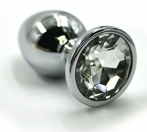 Серебристая алюминиевая пробка с прозрачным кристаллом - 8,4 см., Kanikule
