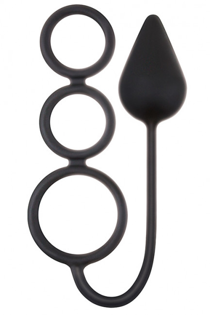 Анальная пробка Renegade 3 Ring Circus Medium Black с эрекционными кольцами, NS Novelties Анальная пробка Renegade 3 Ring Circus Medium Black с эрекционными кольцами, NS Novelties