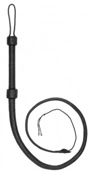 Черный витой кнут Twisted Whip Real Leather Bullwhip - 147 см.