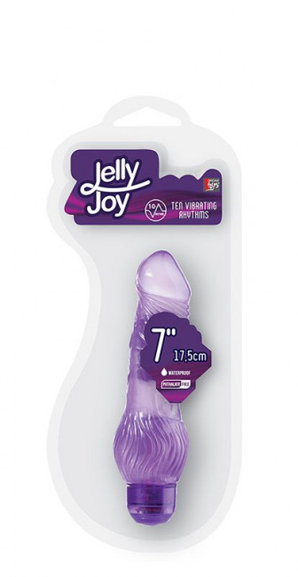 Фиолетовый гелевый вибратор JELLY JOY 7INCH 10 RHYTHMS PURPLE - 17,5 см., Dream Toys