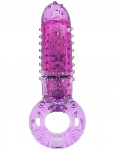 Фиолетовое эрекционное кольцо с вибрацией и пальчиком OYEAH PURPLE, Screaming O