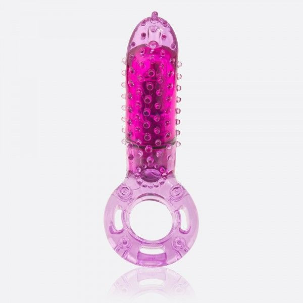 Фиолетовое эрекционное кольцо с вибрацией и пальчиком OYEAH PURPLE, Screaming O