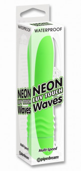 Зеленый вибромассажёр Neon Luv Touch Wave - 14 см., Pipedream