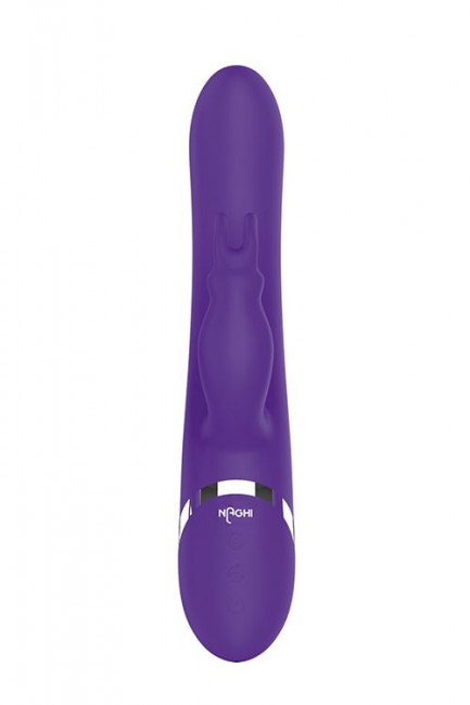 Фиолетовый вибратор-кролик с пуш-эффектом NAGHI NO.39 RECHARGEABLE THRUSTER VIBE - 15 см.