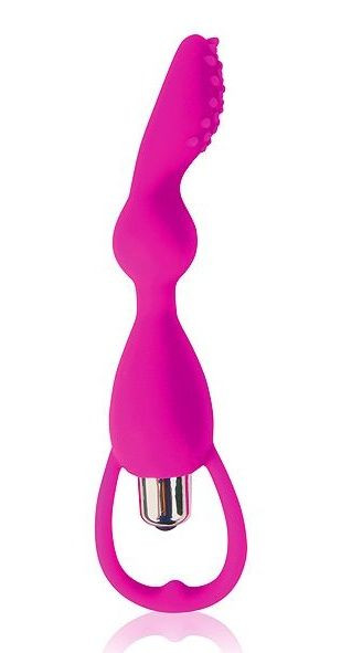 Розовый фантазийный вибратор с колечком-ограничителем - 14 см., Bior toys