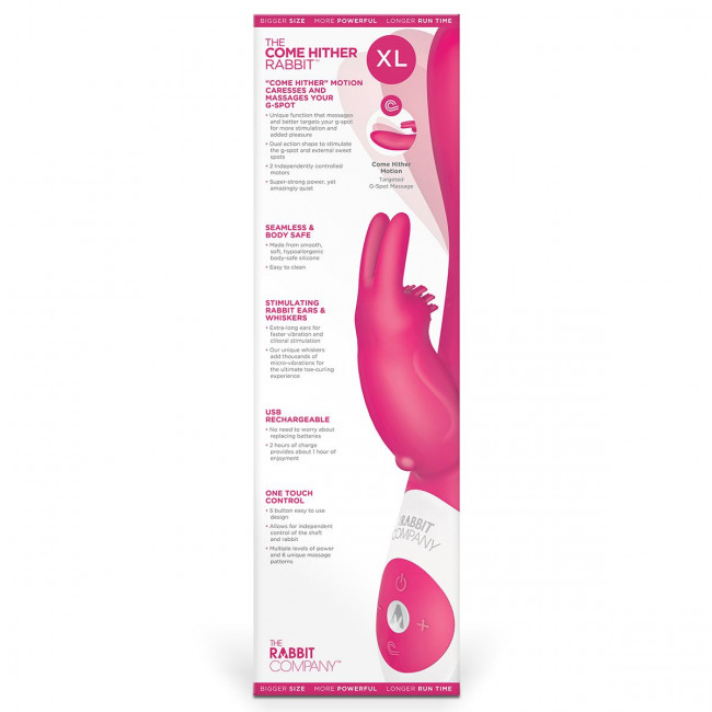 Розовый вибратор The Come Hither Rabbit XL с "манящим" эффектом, The Rabbit Company