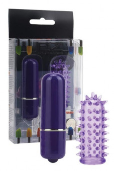 Фиолетовый мини-вибратор с насадкой Powerful Mini Massager - 5 см., Seven Creations