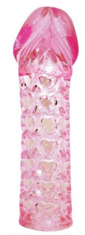 Закрытая розовая насадка-фаллос Penis sleeve - 11,7 см., Bior toys