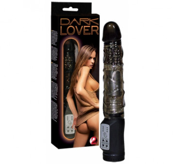 Чёрный вибратор с вращающимися шариками DARK LOVER - 22 см., Orion