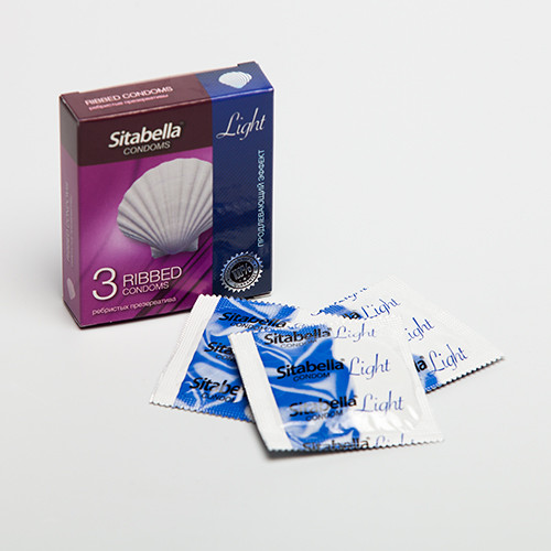Ребристые презервативы Sitabella Light с продлевающим эффектом - 3 шт. , Sitabella