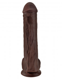 Коричневый фаллоимитатор на присоске 13" Cock with Balls - 35,6 см., Pipedream