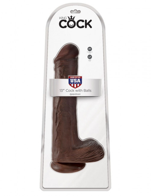 Коричневый фаллоимитатор на присоске 13" Cock with Balls - 35,6 см., Pipedream Коричневый фаллоимитатор на присоске 13" Cock with Balls - 35,6 см., Pipedream