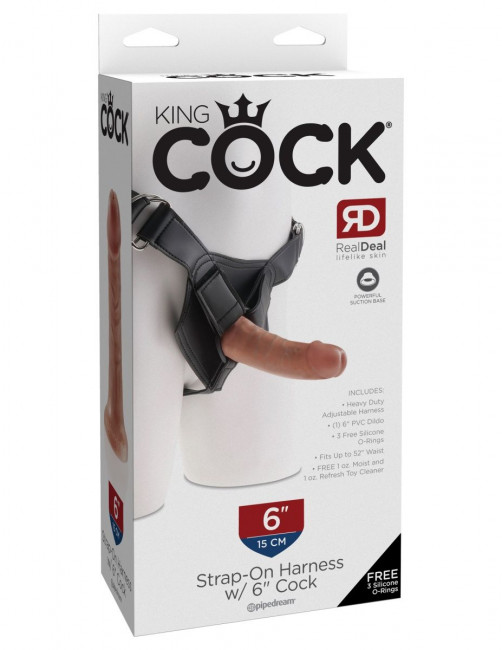 Кофейный страпон Strap-on Harness Cock - 15,2 см., Pipedream