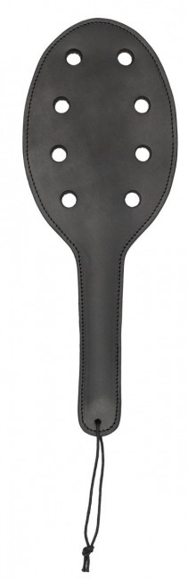 Черная шлепалка Saddle Leather Paddle With 8 Holes - 40 см.