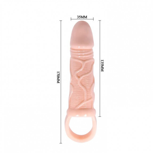 Телесная насадка на пенис с подхватом MEN EXTENTSION - 17 см., Baile