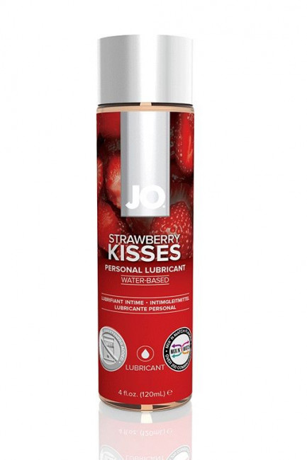 Лубрикант на водной основе с ароматом клубники JO Flavored Strawberry Kiss - 120 мл., System JO Лубрикант на водной основе с ароматом клубники JO Flavored Strawberry Kiss - 120 мл., System JO