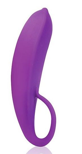 Фиолетовый женский стимулятор с колечком-ручкой - 18 см., Bior toys