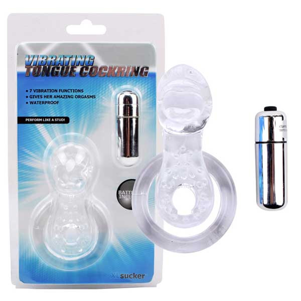 Прозрачное виброкольцо Tongue Cockring , Chisa
