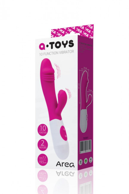 Ярко-розовый вибратор Area с клиторальным стимулятором - 19,5 см., A-toys Ярко-розовый вибратор Area с клиторальным стимулятором - 19,5 см., A-toys