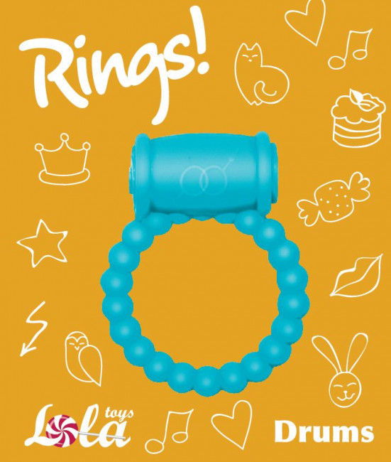 Голубое эрекционное кольцо Rings Drums, Lola toys Голубое эрекционное кольцо Rings Drums, Lola toys