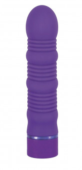 Фиолетовый ребристый вибромассажёр Maxx Power Vibe - 19 см., NS Novelties
