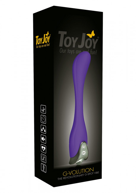 Фиолетовый вибромассажёр G-VOLUTION для стимуляции G-точки - 22 см., Toy Joy