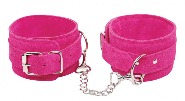 Розовые замшевые наручники Pink Wrist Cuffs, Pipedream