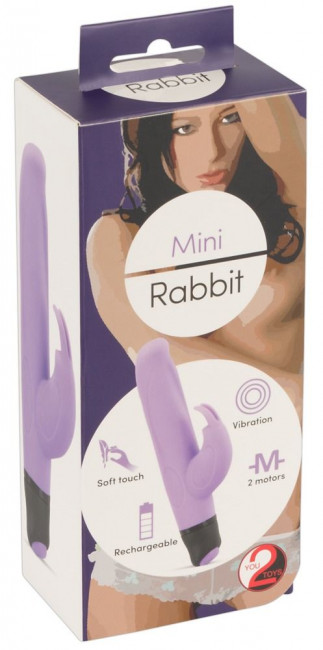 Сиреневый мини-вибратор с клиторальным отростком Mini Rabbit - 15,3 см., Orion Сиреневый мини-вибратор с клиторальным отростком Mini Rabbit - 15,3 см., Orion