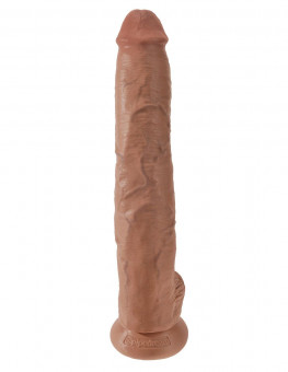 Кофейный фаллоимитатор-гигант 14" Cock with Balls - 37,5 см., Pipedream