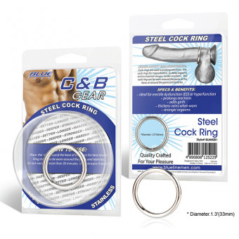 Стальное эрекционное кольцо STEEL COCK RING - 3.5 см., BlueLine
